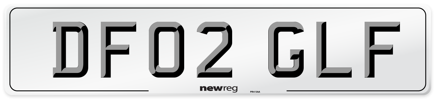 DF02 GLF Number Plate from New Reg